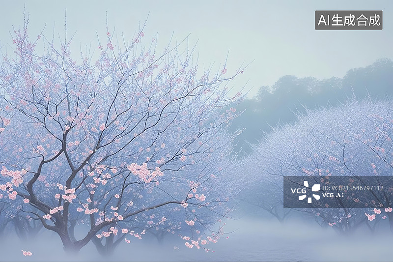 【AI数字艺术】立春梅林图片素材