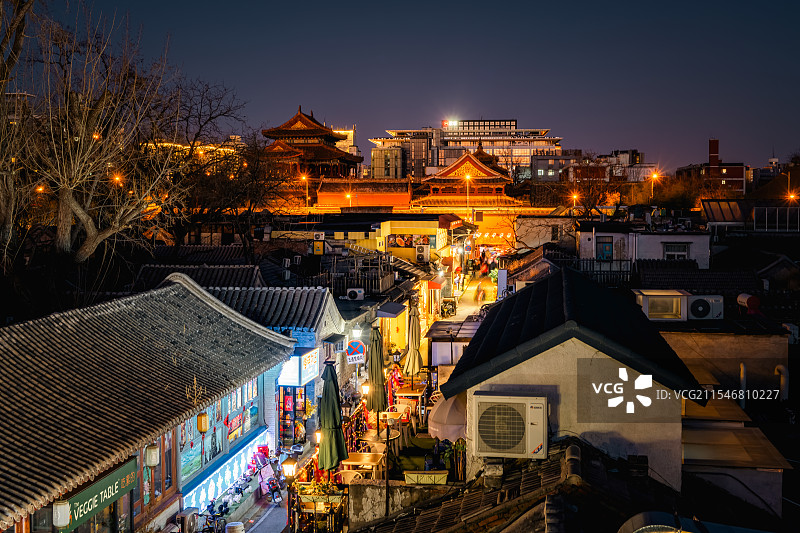 北京雍和宫和五道营胡同夜景图片素材