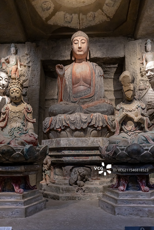 陕西历史博物馆展子长县钟山石窟佛像图片素材