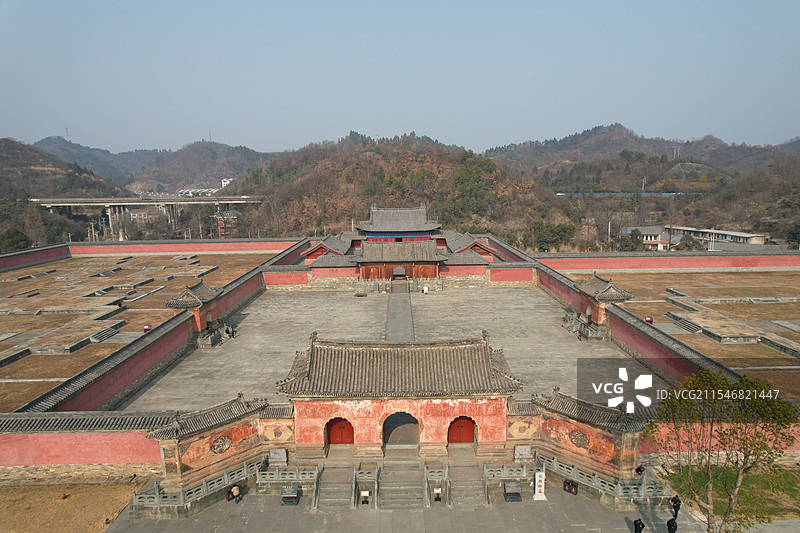 航拍著名景点十堰武当山风景区遇真宫风光图片素材