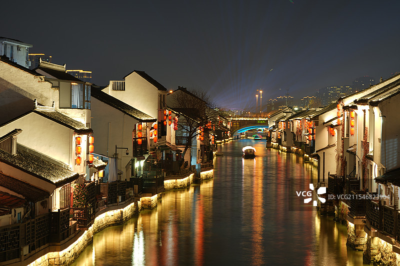 无锡南长街 清名桥  无锡古运河夜景图片素材