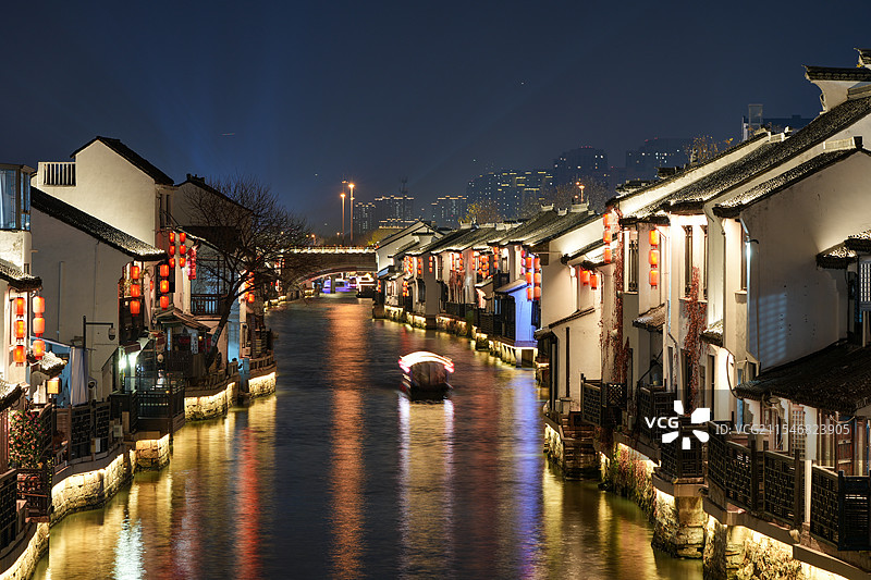 无锡南长街 清名桥  无锡古运河夜景图片素材