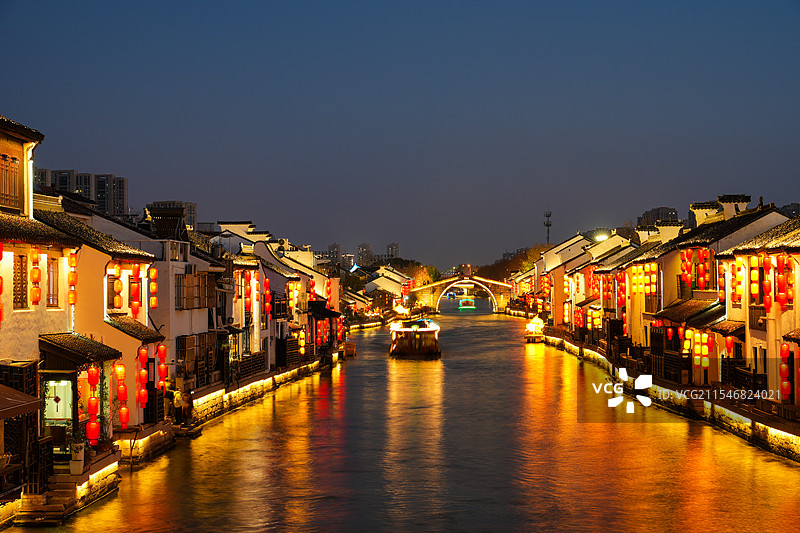 无锡南长街 清名桥  无锡古运河夜景图片素材