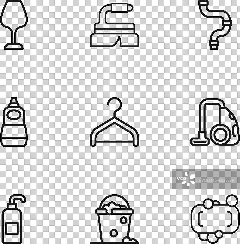 设置带泡沫和气泡的真空线桶图片素材