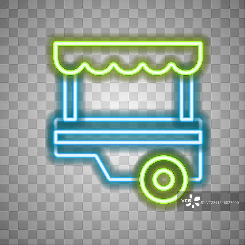 发光的霓虹灯线条快速街头食品车与图片素材