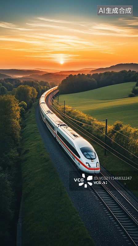 【AI数字艺术】飞速行驶中的高铁交通图片素材