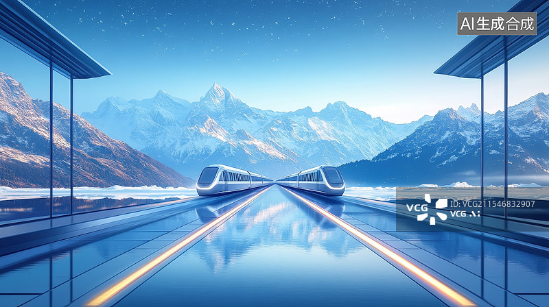 【AI数字艺术】现代交通高铁火车素材图片素材