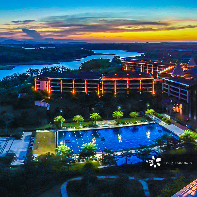 航拍南丽湖夜景风景区风光图片素材