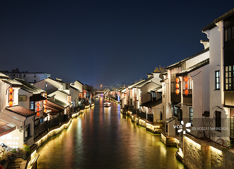 无锡南长街 清名桥  无锡古运河夜景图片素材