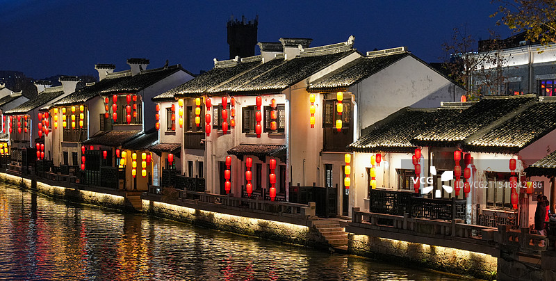 无锡南长街 清名桥  无锡古运河夜景图片素材