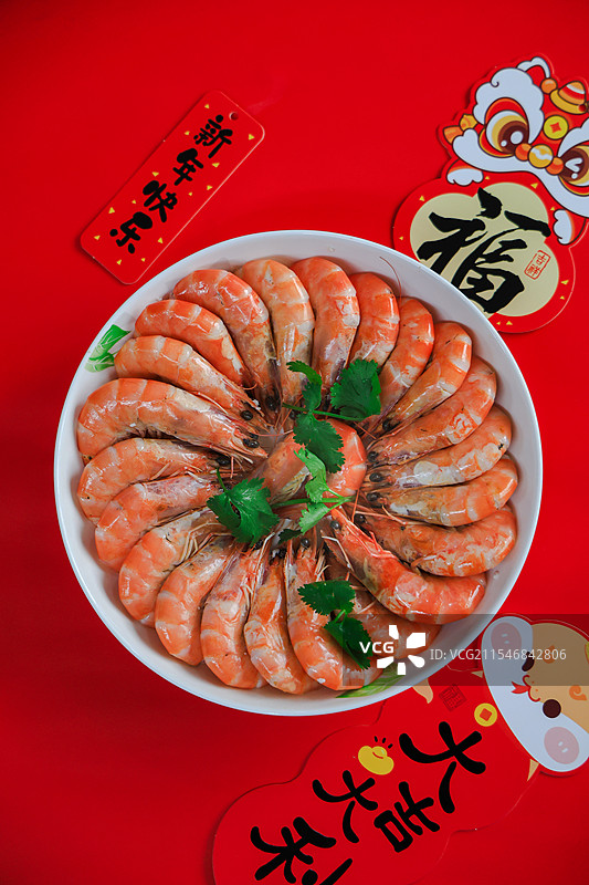 一盘白灼虾图片素材