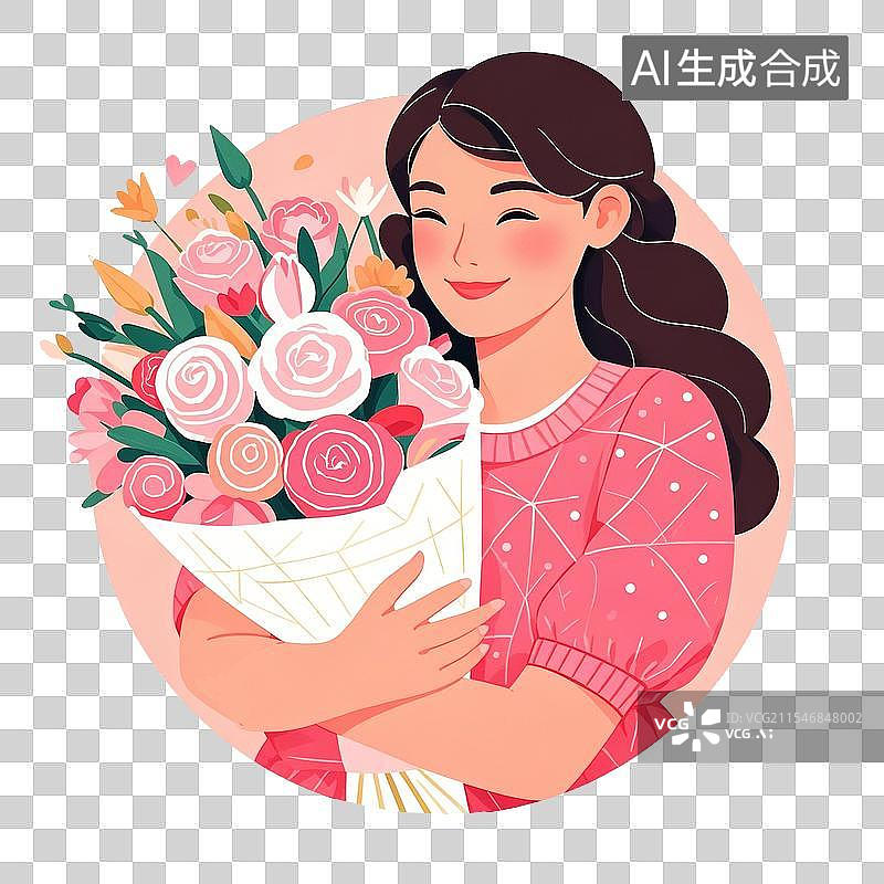 【AI数字艺术】女人抱着花束设计素材图片素材