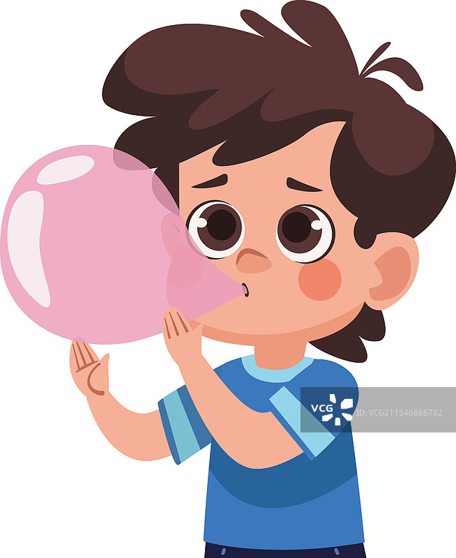 小男孩在嚼口香糖图片素材