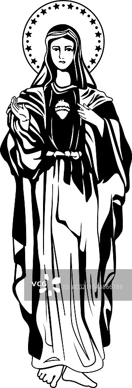 白色背景上的露德圣母图片素材