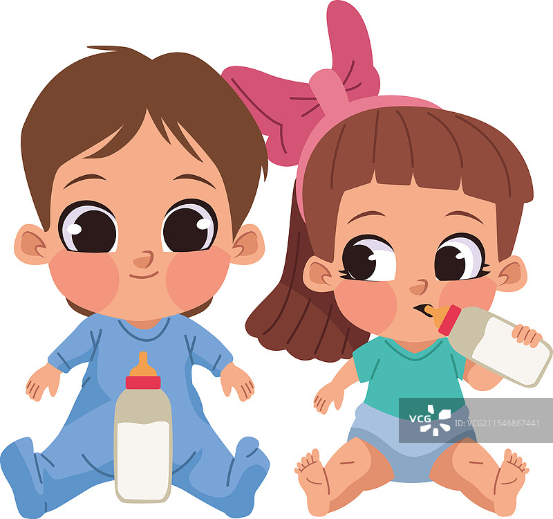 抱着奶瓶的婴儿角色图片素材