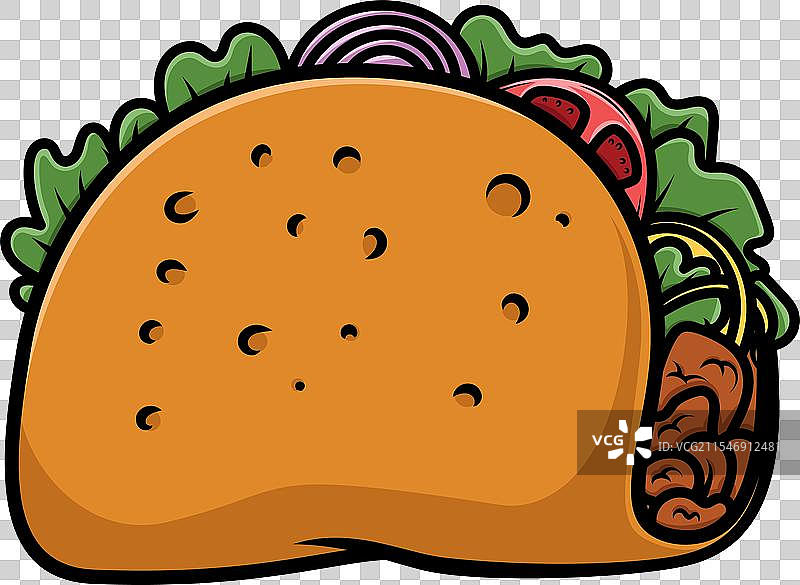 卡通风格的塔可设计元素，用于标志。图片素材