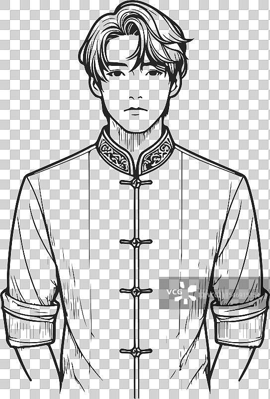 男士立领衬衫素描时尚图稿图片素材