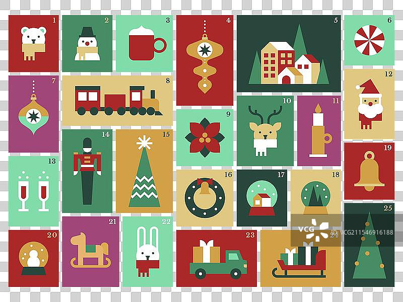 现代节日风格的圣诞倒计时日历图片素材