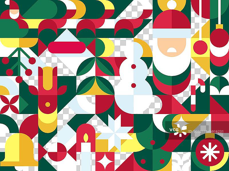 包豪斯几何风格的圣诞主题图片素材