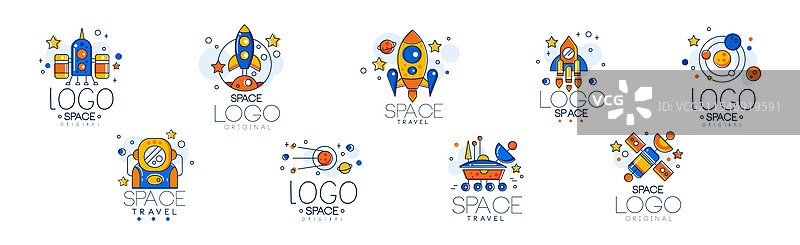 宇宙元素的原创太空标志设计图片素材
