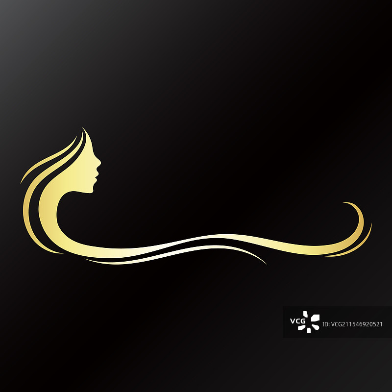 卷发女孩的美丽剪影图片素材