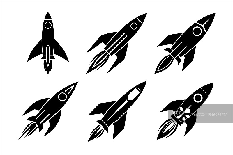黑色火箭图标准备发射图片素材