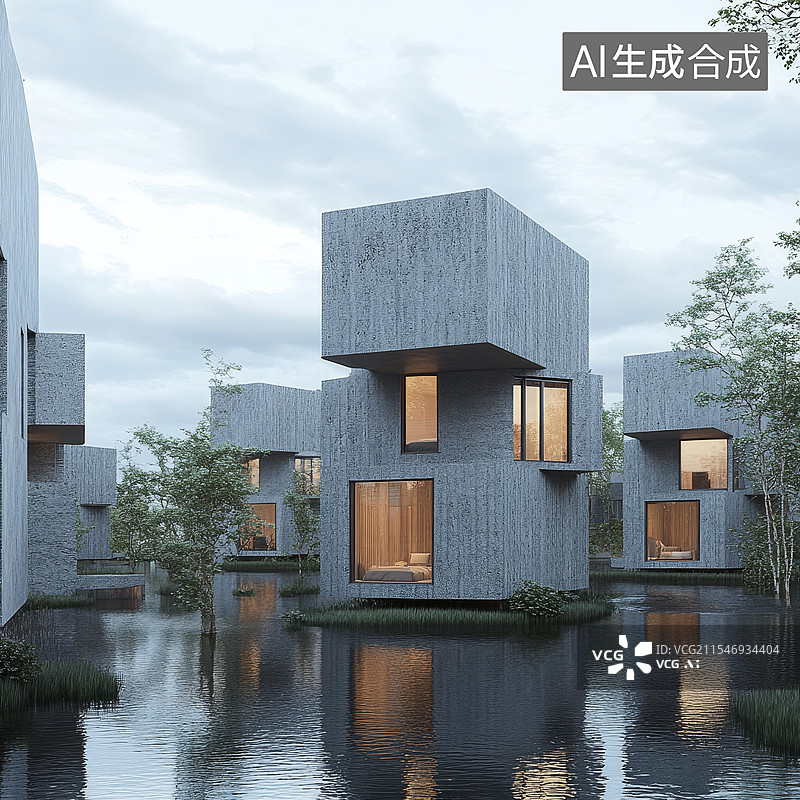 【AI数字艺术】现代别墅图片素材