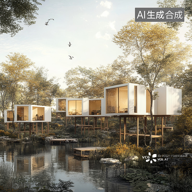 【AI数字艺术】现代别墅图片素材