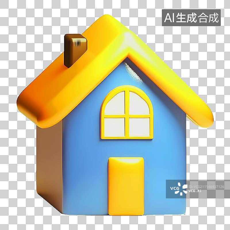 【AI数字艺术】3d，房子，卡通房子，图标，住宅图片素材