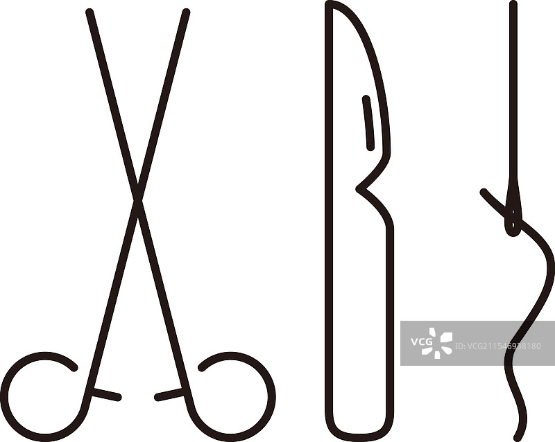 医疗图标：手术刀、镊子和针图片素材