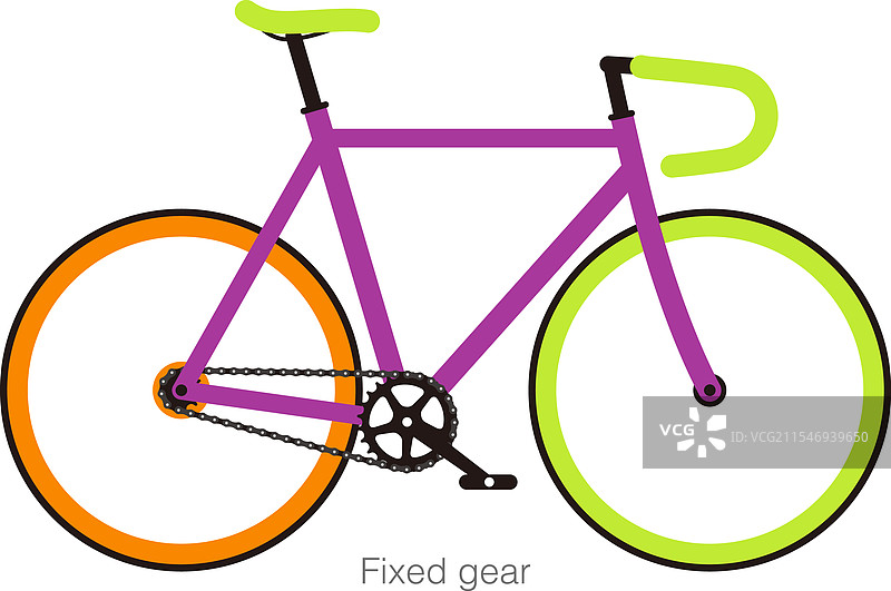 简单的平面固定齿轮自行车图片素材