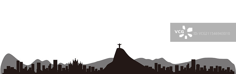 里约热内卢巴西天际线剪影图片素材