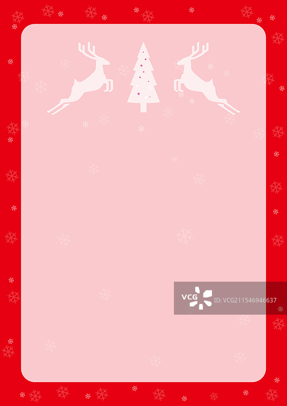 冬季圣诞驯鹿与雪的A4纸卡片图片素材