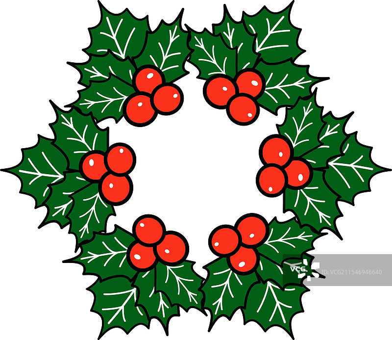 冬青浆果和红色丝带的圣诞花环图片素材