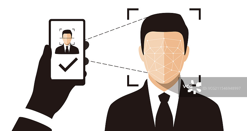 面部识别系统概念图标图片素材
