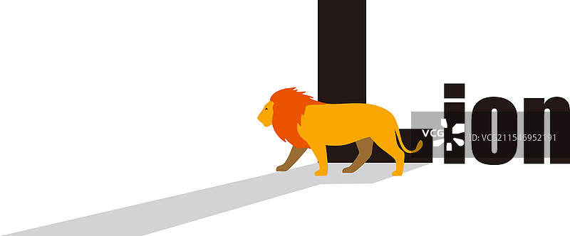 平面侧面行走的狮子3D图标设计图片素材