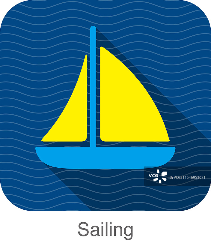 简单的帆船扁平图标在海上图片素材