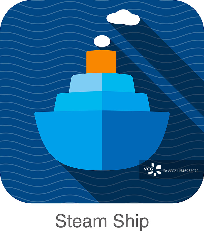 简单的蒸汽船扁平图标图片素材