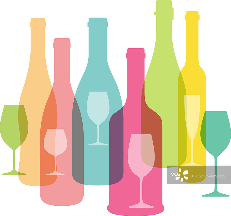 酒瓶和酒杯扁平图标设计图片素材