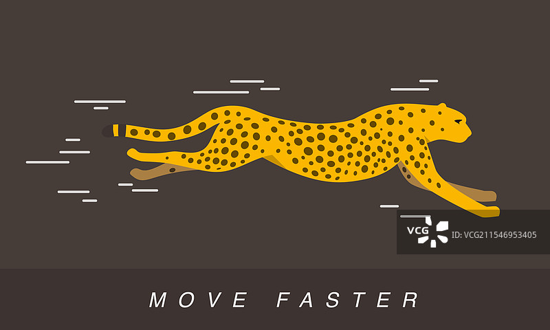 侧面视图的平面设计猎豹快速奔跑图片素材