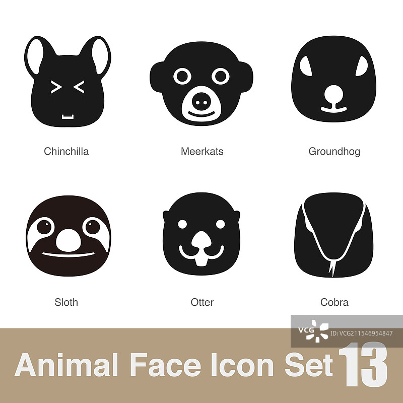 黑色动物面孔扁平设计图标图片素材