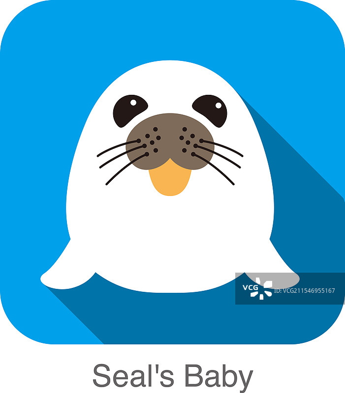 可爱的海豹宝宝扁平图标设计图片素材
