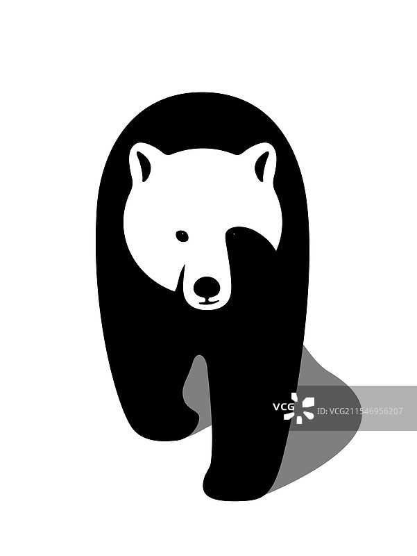 棕熊行走的平面3D图标设计图片素材