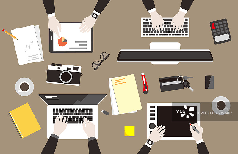 团队合作概念，商务人士在会议上会面图片素材