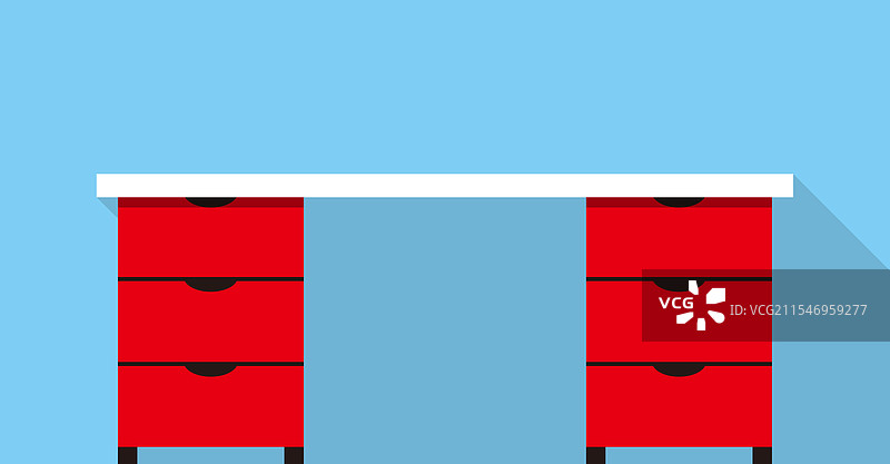 蓝色单桌带抽屉扁平图标设计图片素材