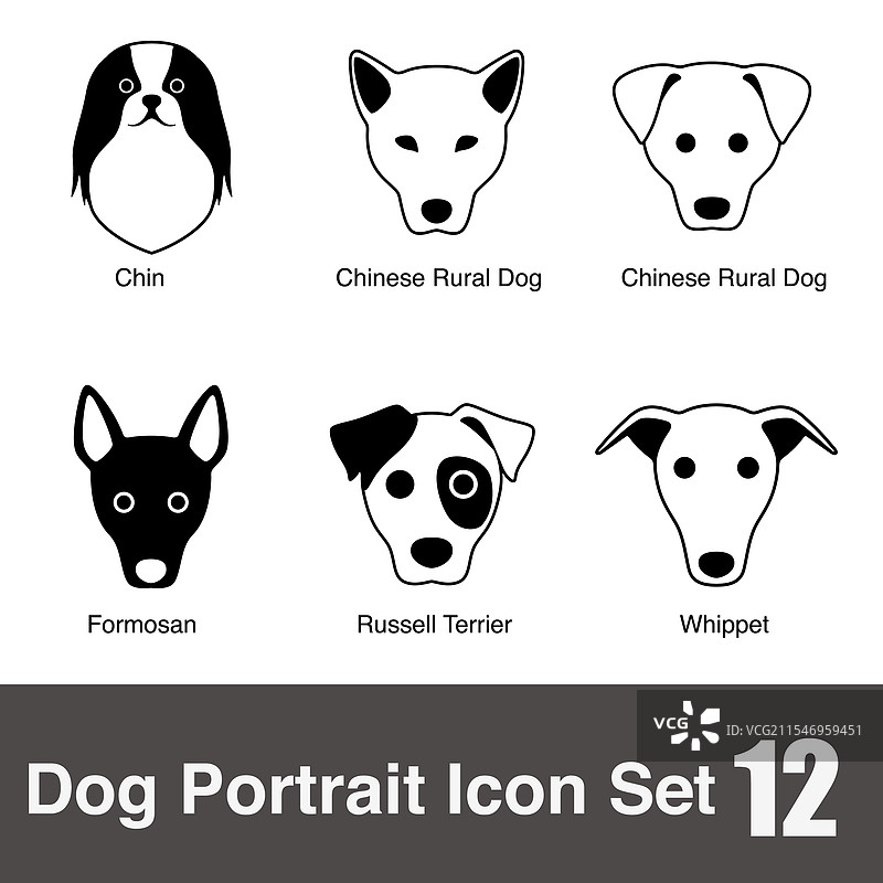 狗脸肖像图标集图片素材