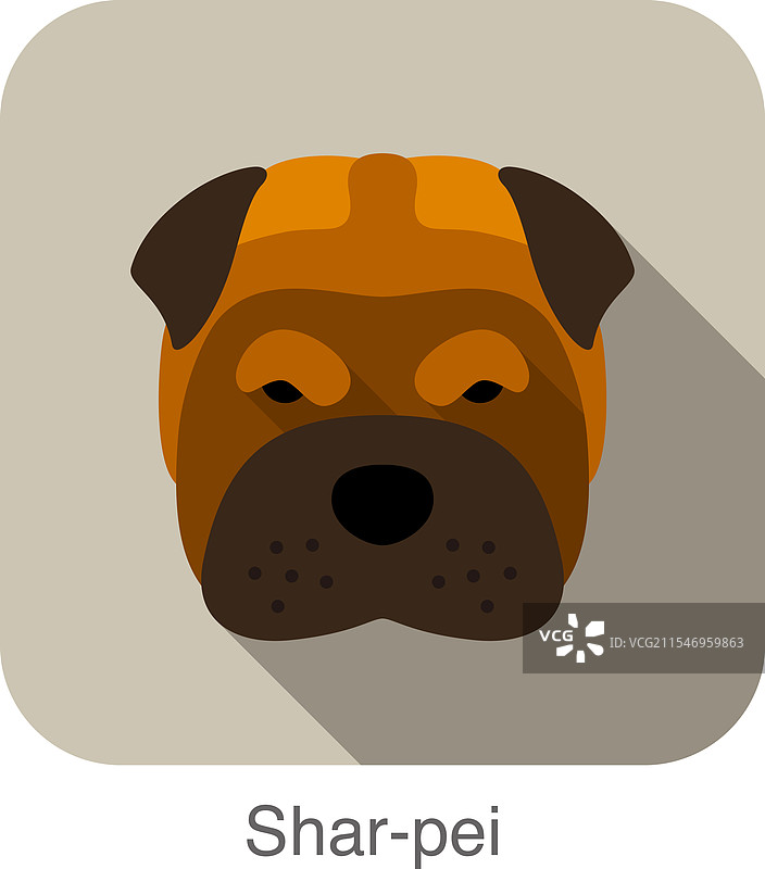 沙皮狗脸部扁平图标图片素材