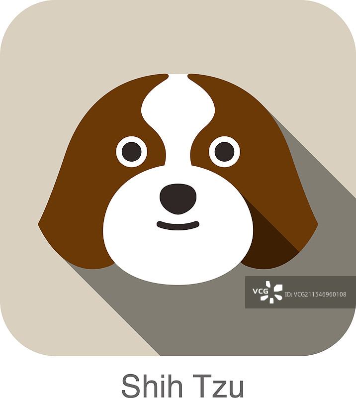 西施犬面部扁平图标图片素材