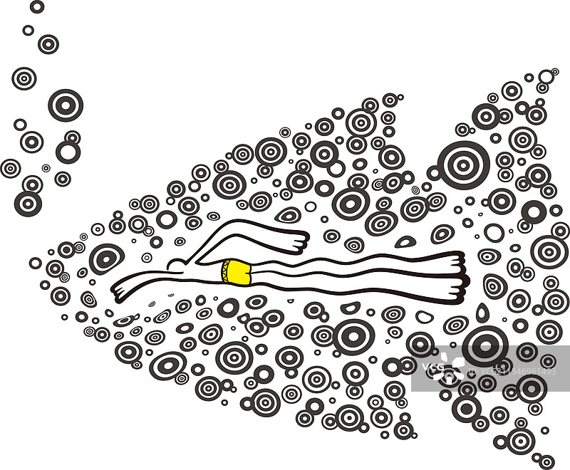 男人像鱼一样与泡泡鱼一起游泳图片素材