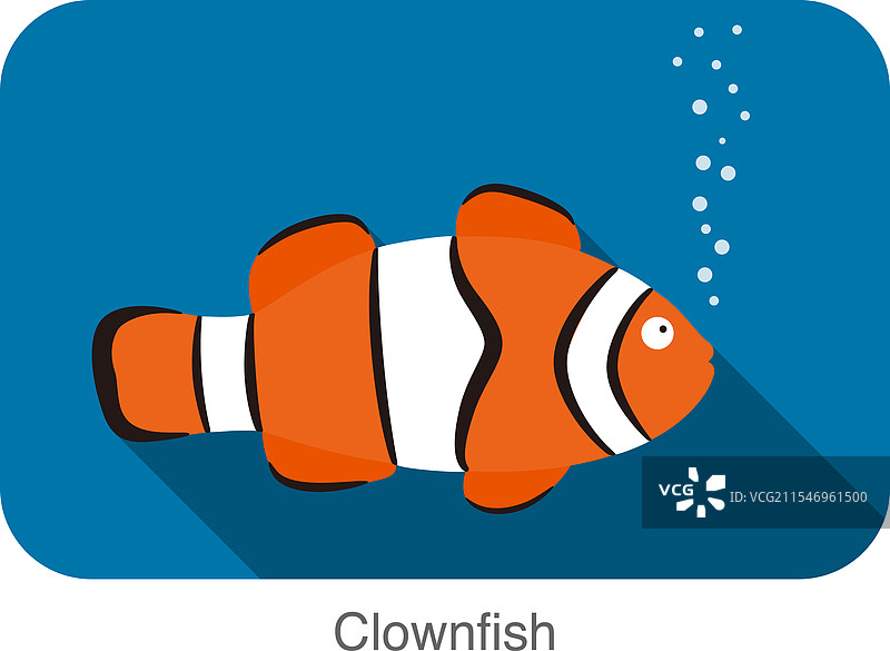 可爱的卡通小丑鱼扁平图标设计图片素材